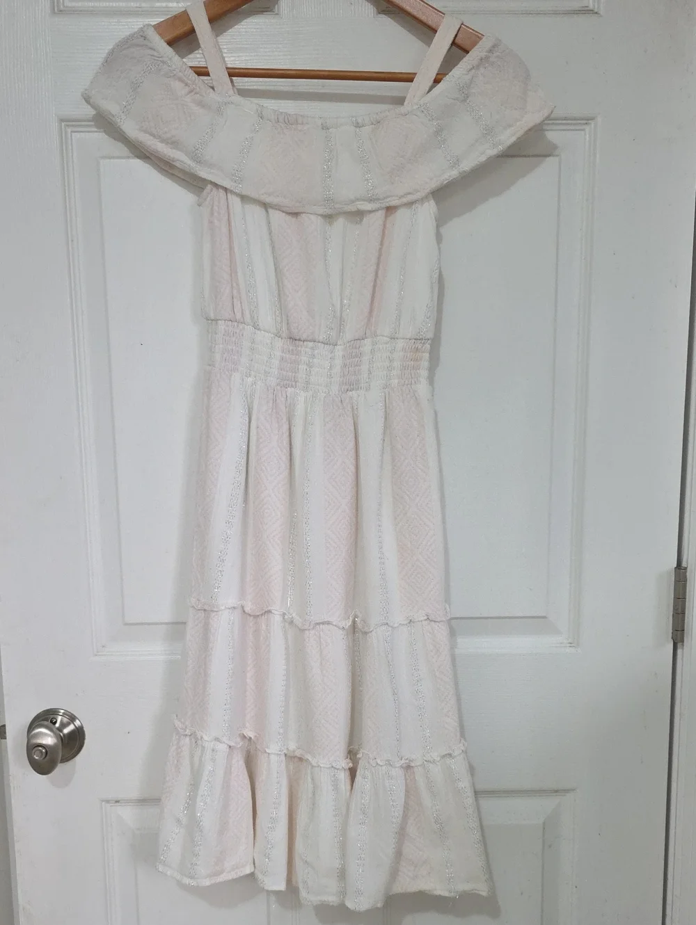Justice Light Pink Off-Shoulder Tiered Dress